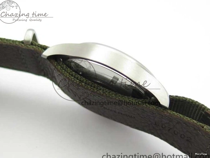 MIROTIME 0207 Fashionable Pilot IW326801 SS MK 1:1 Best Edition Black Dial on Green Nylon Strap MIYOTA 7122